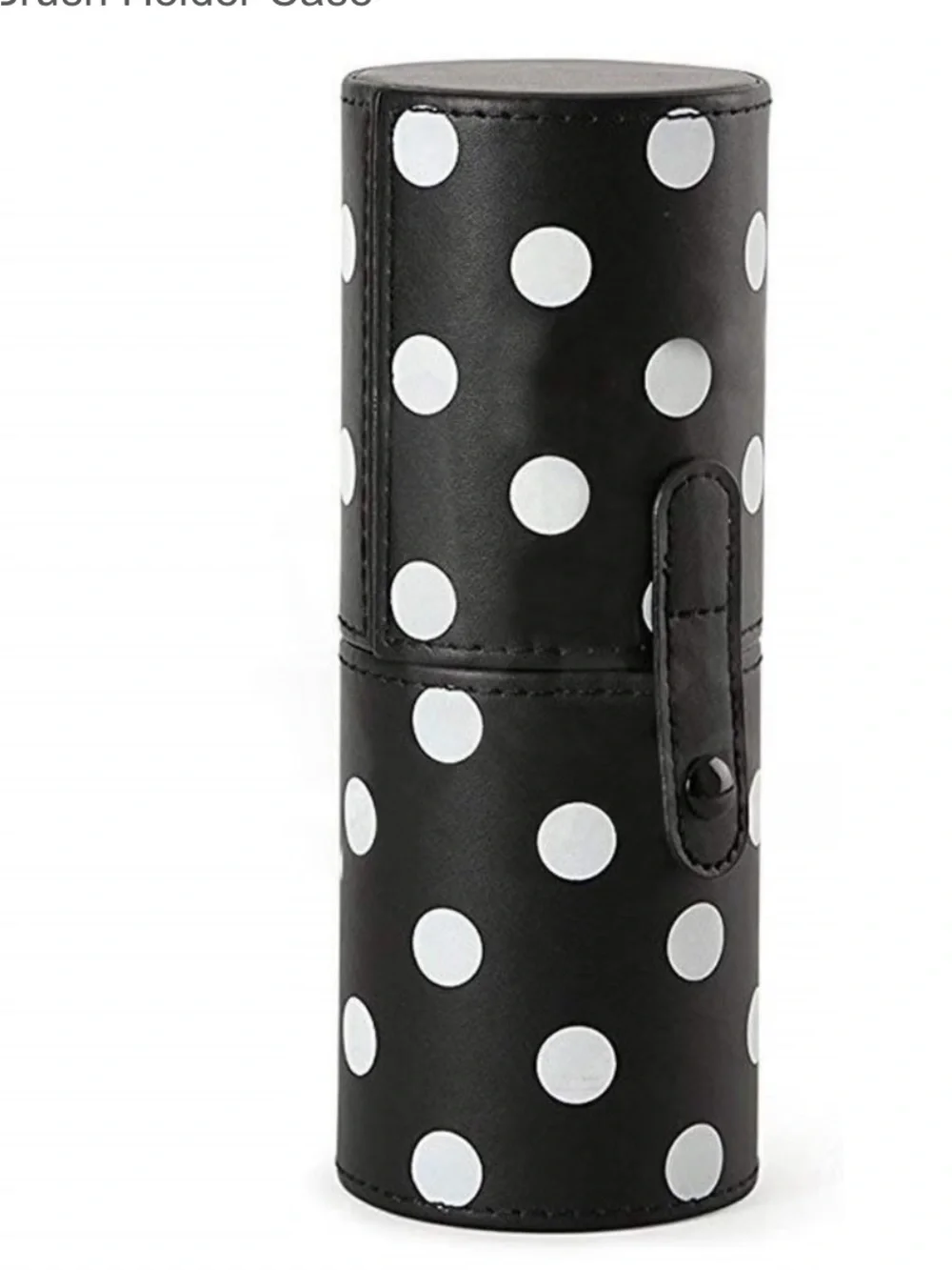 “New” ISAAC MIZRAHI Cylindrical Case.  Black With Polka Dots. Dual Snap Closure